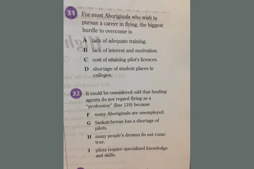 National test changed after Saskatoon student notices negative stereotypes about aboriginals