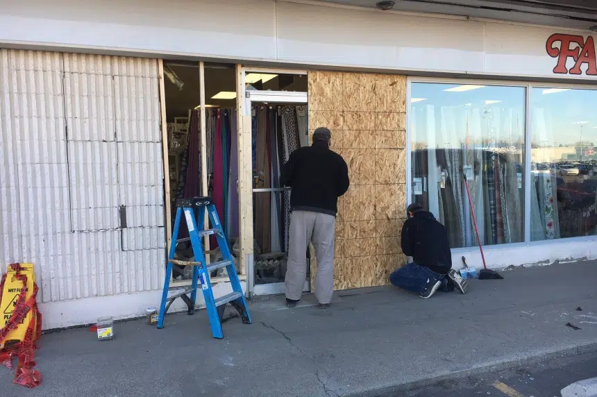 No injuries after vehicle crashes into Fabricland in Saskatoon