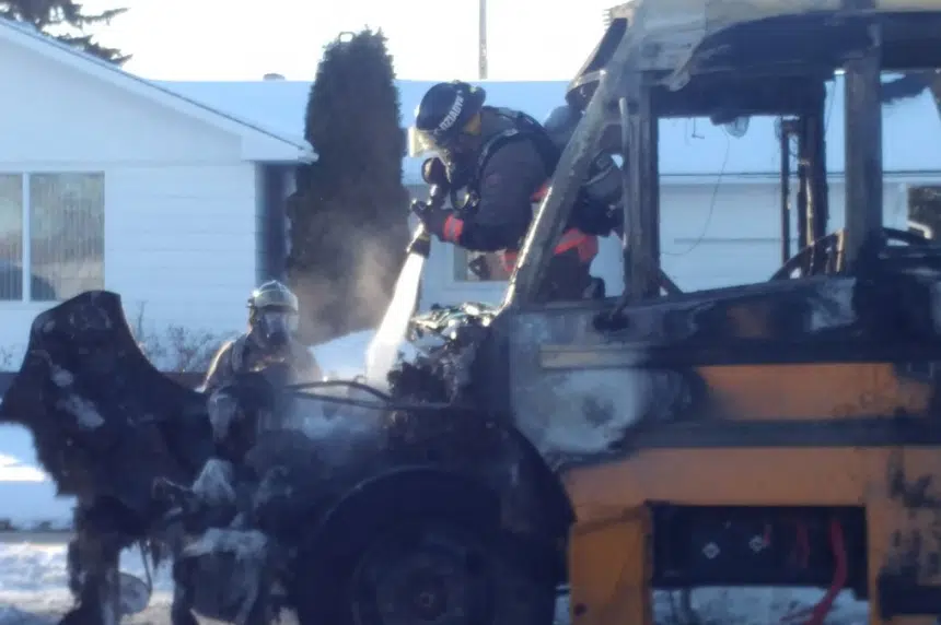 'Like campfire flames, but bigger:' School bus catches fire in Saskatoon neighbourhood