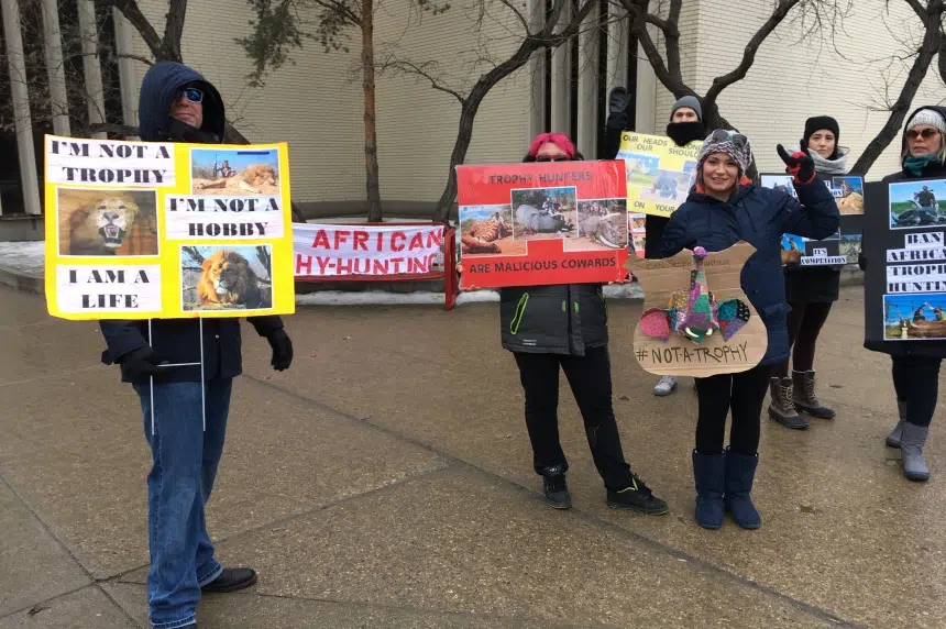 African trophy hunting trade show draws protesters to Saskatoon hotel