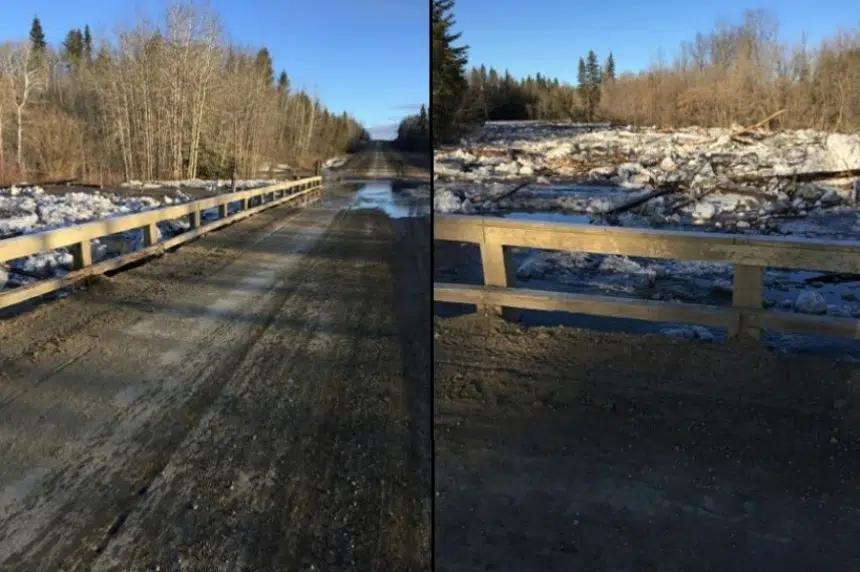 Ice jam damages bridge in RM of Torch River
