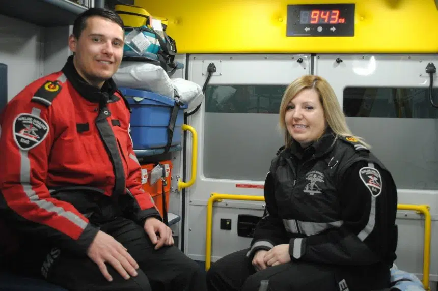 Paramedics excited about baby delivery in back of ambulance
