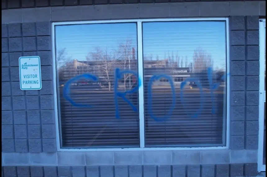 Sask. Party headquarters vandalized by 'jackwagon'
