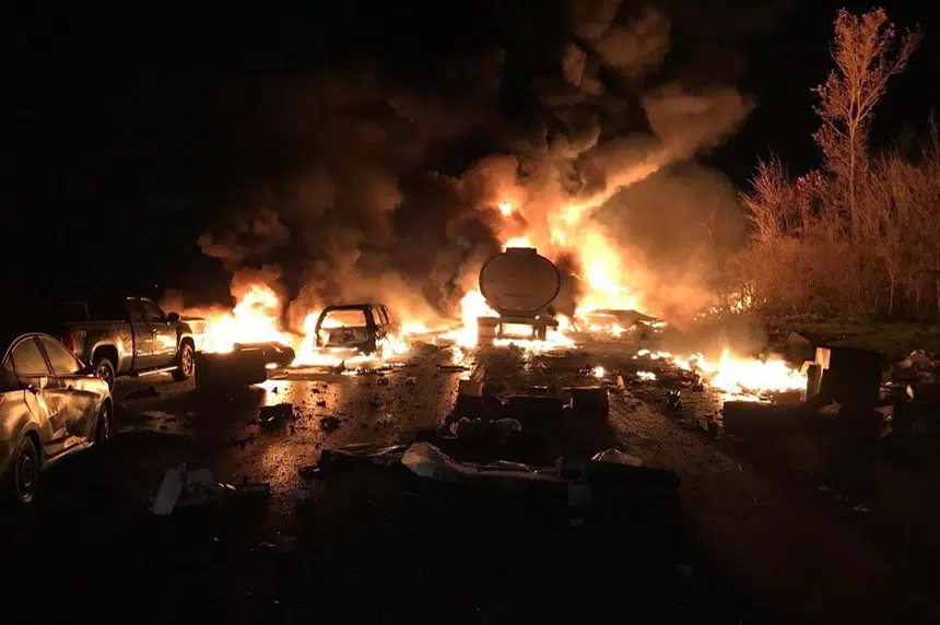 At least 2 dead in fiery highway pileup that sent drivers running for their lives