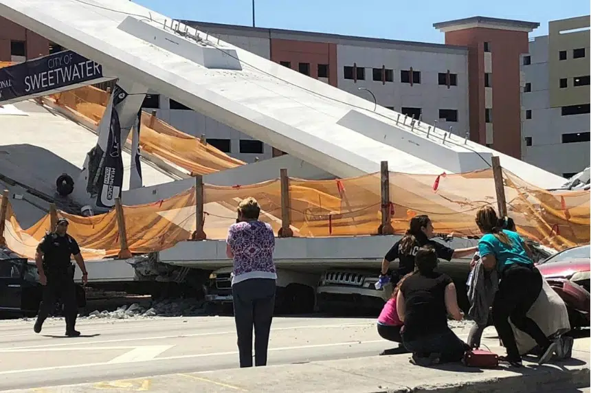 Pedestrian bridge collapses at university; several hurt