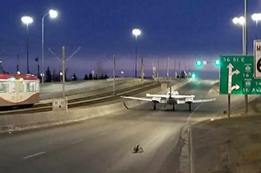 Small aircraft short on fuel touches down on Calgary street