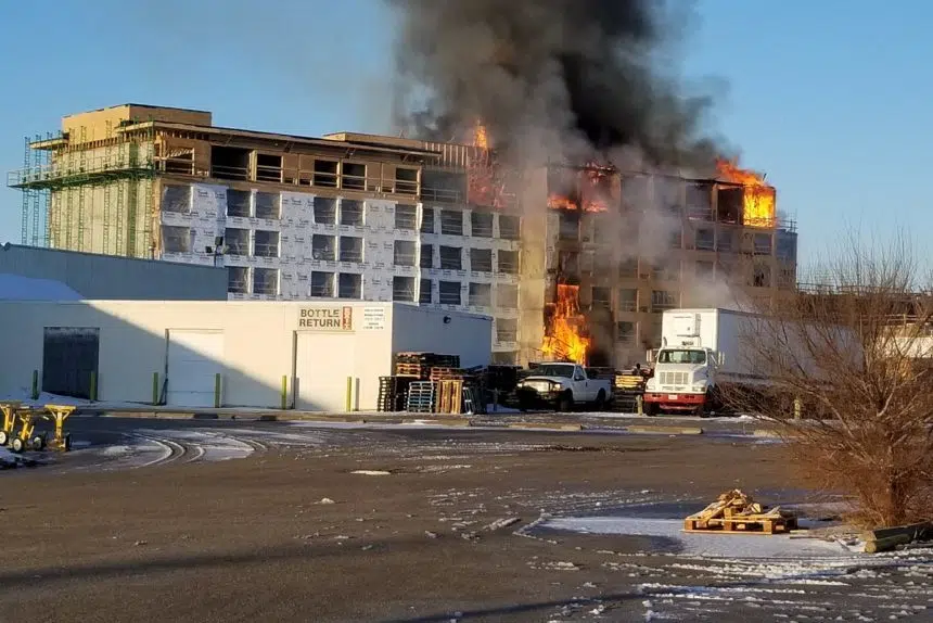 Saskatoon fire crews battle blaze at hotel construction site