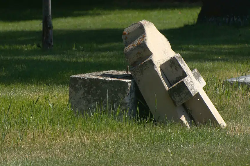 Grave markers nearly a century old vandalized in Saskatoon