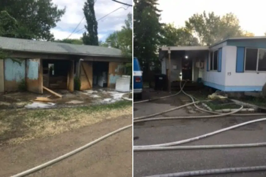 Neighbour alerts man to mobile home fire in Saskatoon 