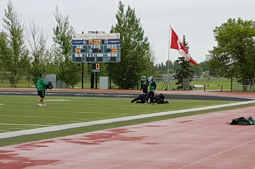 Rain takes centre stage at Roughriders training camp