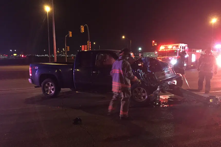 Pickup truck, ambulance involved in early morning collision