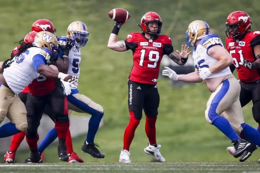 Calgary Stampeders host surging Blue Bombers in CFL West Division showdown