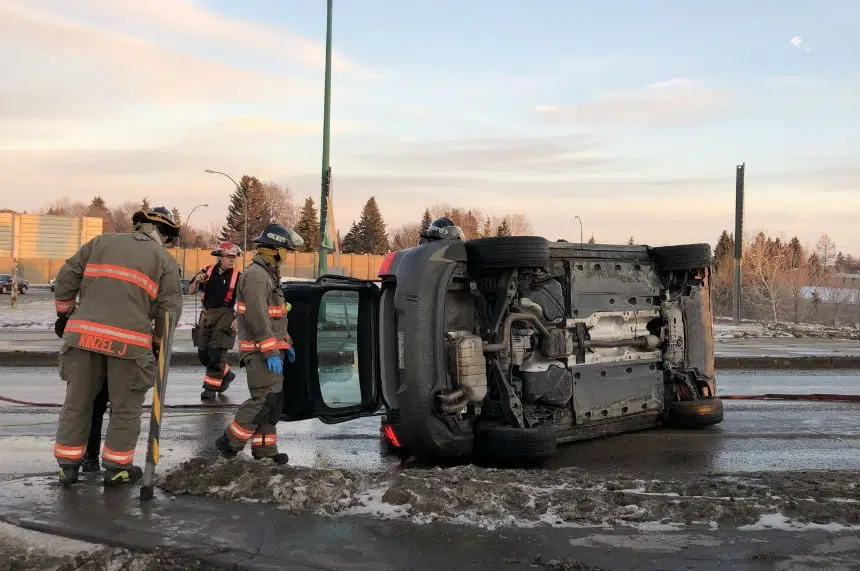 Fire crews pull passengers from rolled SUV on Warman Road
