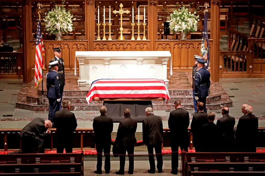 Texas bids Bush farewell with sports stars, funeral train