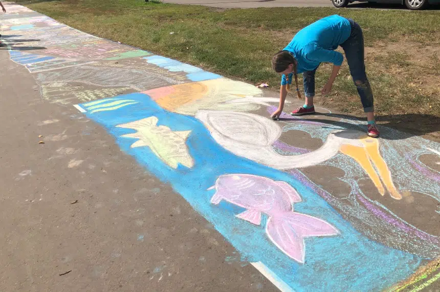 Chalk mural world record attempt brightens Meewasin trails