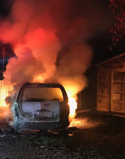 Early morning vehicle fire damages garage