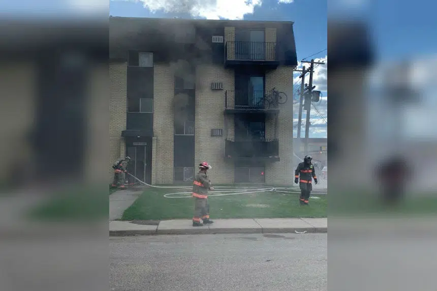 Fire department battles blaze in multi-unit apartment building