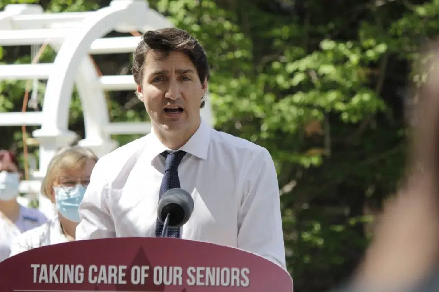 Trudeau faces protest during long-term care announcement in Saskatoon