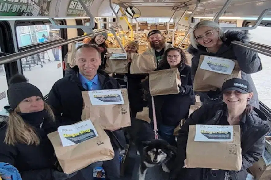 Rock 102's Stuff the Bus fills transit bus to the brim with food