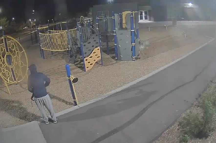 Police release videos of man dropping used needles on Saskatoon playground