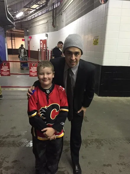 Lucas Meier with Johnny Gaudreau in October 2015 (Lucas Meier Submitted)