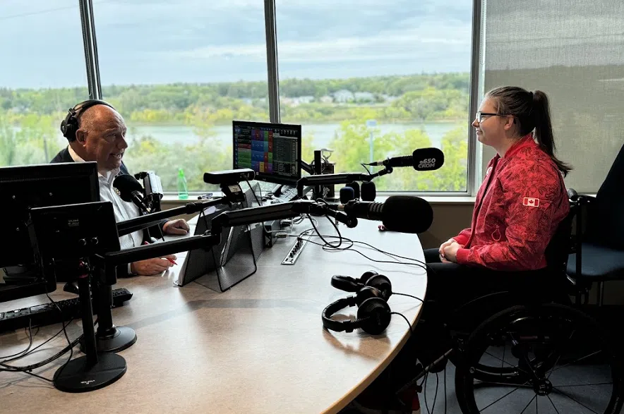 Shelby Newkirk sharing her experineces on The Evan Bray Show about the moment she got in the water at the 2024 Paralympic Games in Paris. (Alex Brown/650 CKOM)