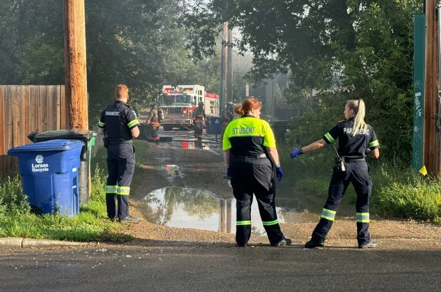 The home owners hair was singed and his jacket melted from the blaze, but EMS cleared his health scene. Alex Brown/650 CKOM)