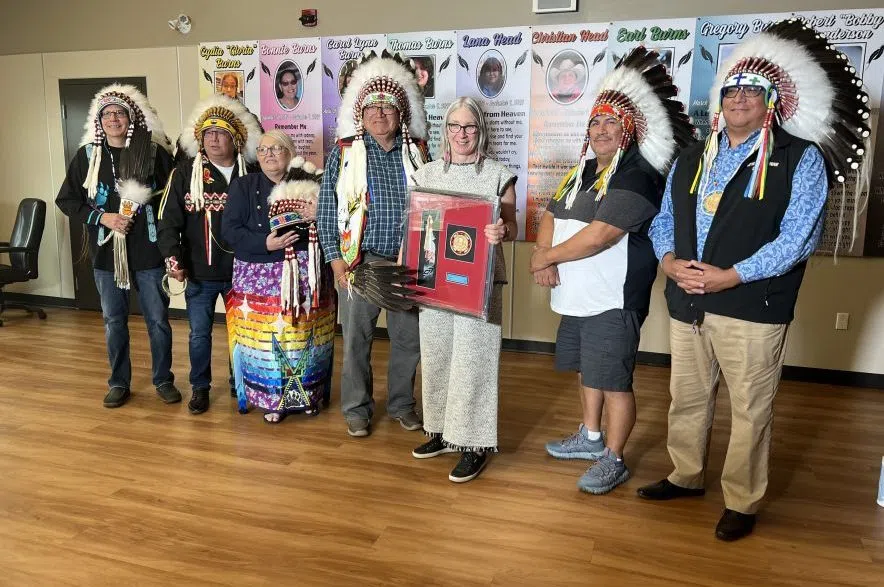 Leadership from Prince Albert Grand Council and JSCN with Minister Patty Hajdu. (Submitted/ Lisa Risom)