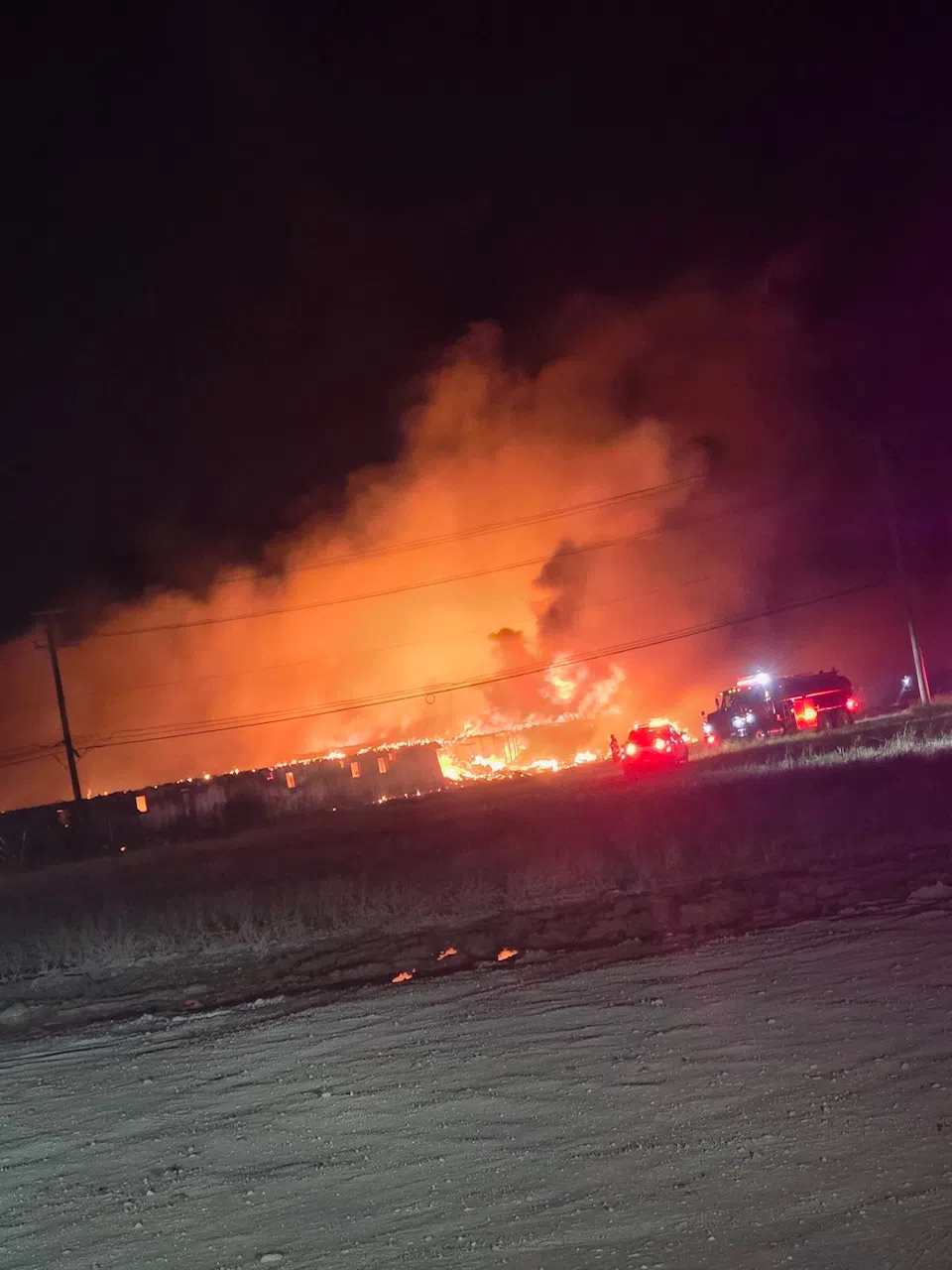 The Canadian Motel North Battleford on fire. (Keenan Redl/Submitted)