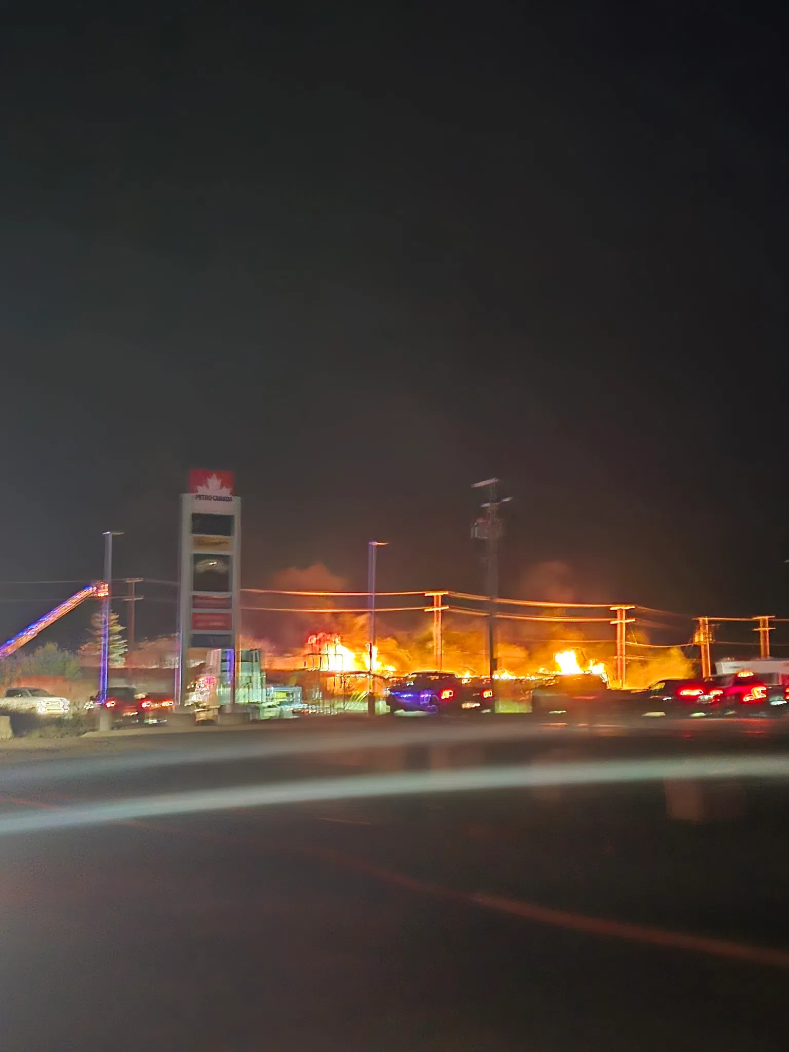 A post on the city’s Facebook page said RCMP, CSO’s and WPD Ambulance also attended along with local heavy equipment operators as the fire was close to a gas station. (Keenan Redl/Submitted)