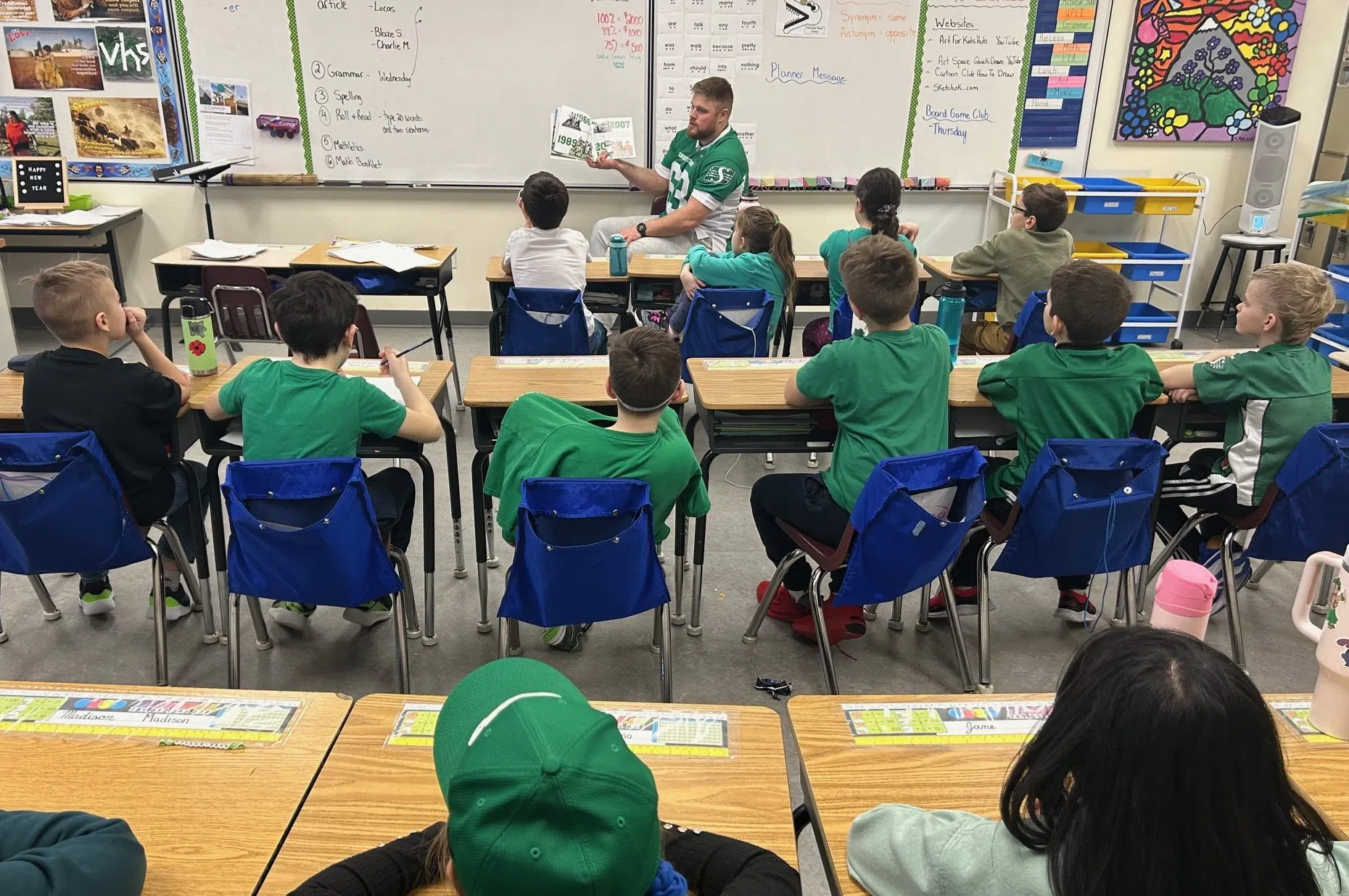 Logan reads to class