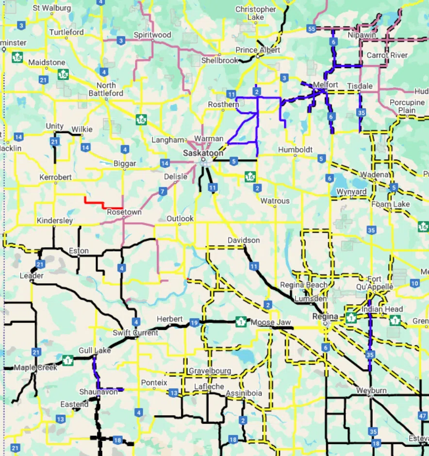 Map of the direct road line.