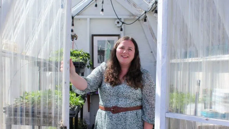 Kristen Raney in her greenhouse