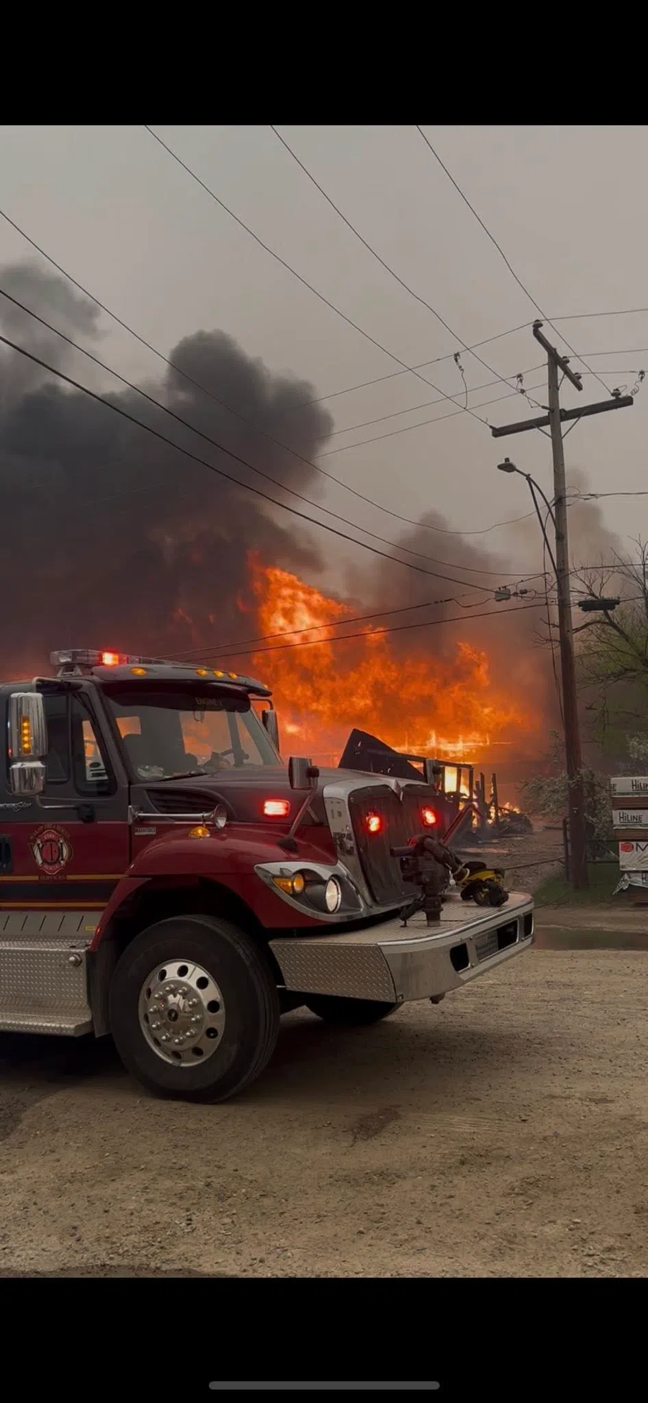 Wakaw and Cudworth fire crews battleford a large structure fire for several hours in La Ronge. (Wakaw/Hoodoo Fire and Rescue /Facebook)