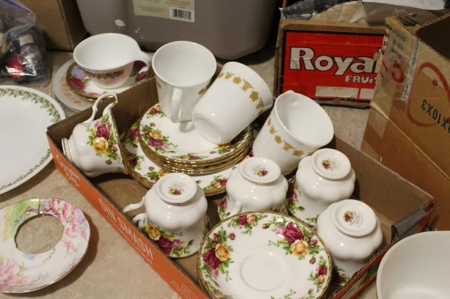 Box of china on the floor