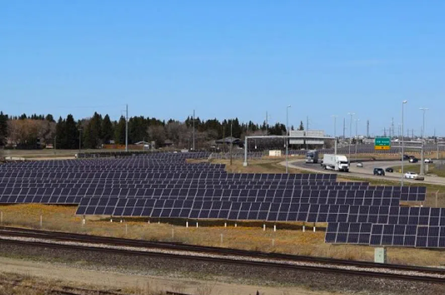 A solar farm in Saskatoon.