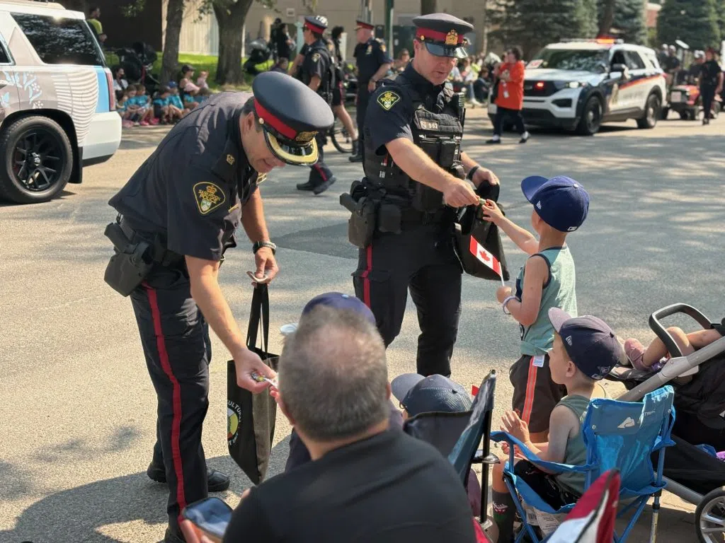 Saskatoon police at the Saskatoon Ex parade. (Mia Holowaychuk/650 CKOM)