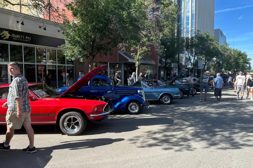 Classic cars lined 14 downtown blocks as thousands gathered for the Rock 102 Show & Shine in Saskatoon.
