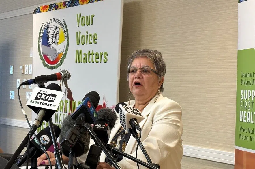 Dianne Lafond, First Nation's Health Ombudsperson at press conference