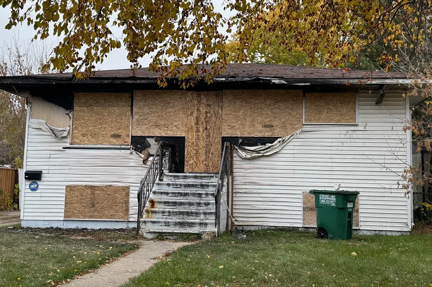 The aftermath of a 2024 house fire in Saskatoon’s Pleasant Hill neighbourhood.