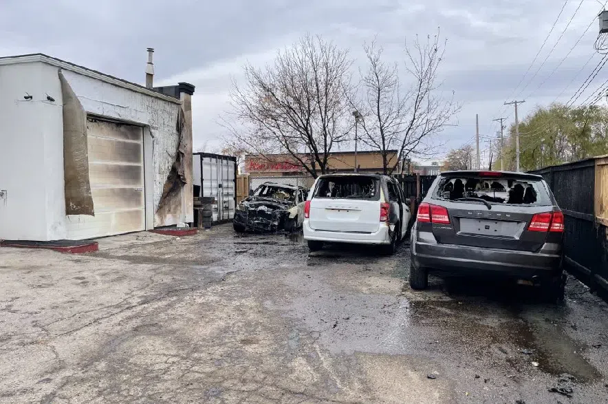 The aftermath of a vehicle fire in Saskatoon.
