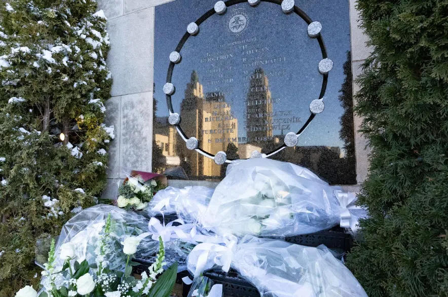 Flowers on memorial.