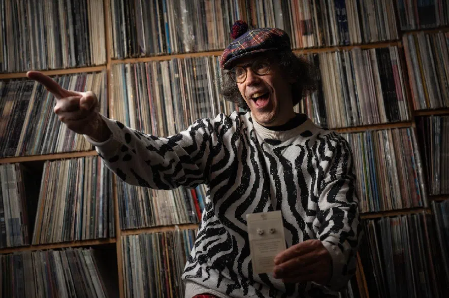 Canadian journalist and musician, Nardwuar the Human Serviette is pictured at Neptune Records in Vancouver, on Monday, December 29, 2025.