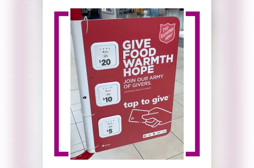 tap to donate to Salvation Army