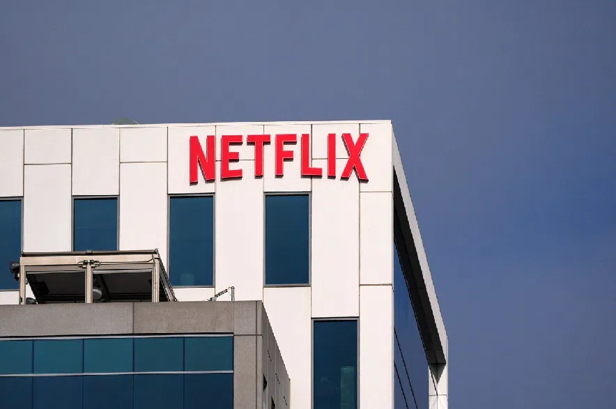 A Netflix sign is displayed atop a building in Los Angeles on Wednesday, Dec. 17, 2025.