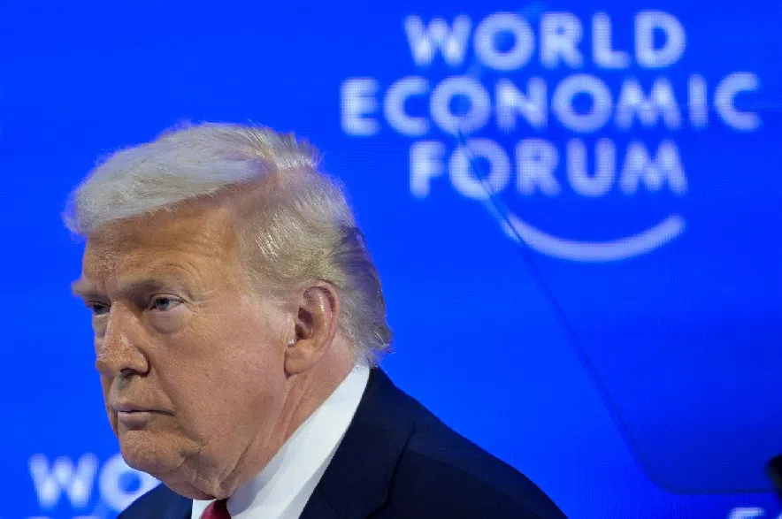 President Donald Trump enters the stage for his special address during the 56th annual meeting of the World Economic Forum, WEF, in Davos, Switzerland, Wednesday, Jan. 21, 2026.