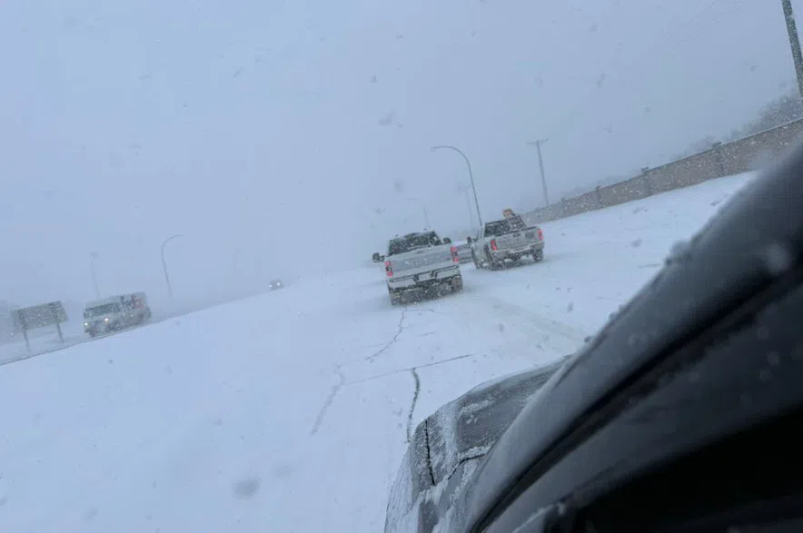 Near whiteout conditions on Circle Drive.