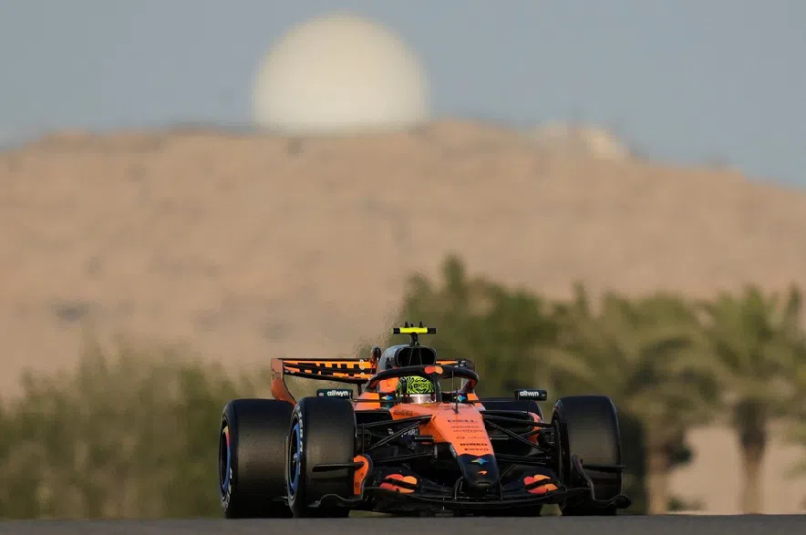 McLaren driver Lando Norris of Britain steers his car during a Formula One pre-season test at the Bahrain International Circuit in Sakhir, Bahrain, Wednesday, Feb. 11, 2026.