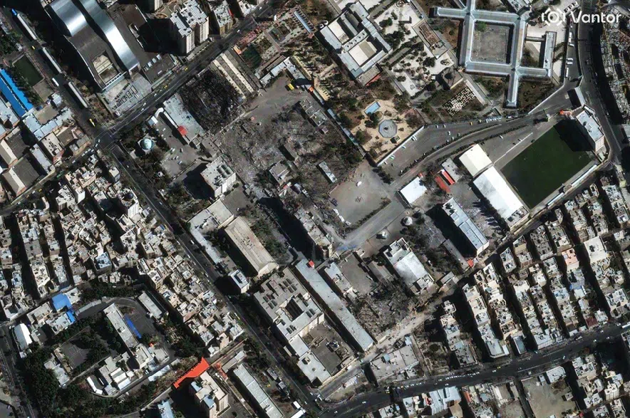 This satellite image provided by Vantor shows the Islamic Revolutionary Court after airstrikes, in Tehran, Iran, Tuesday, March 3, 2026.