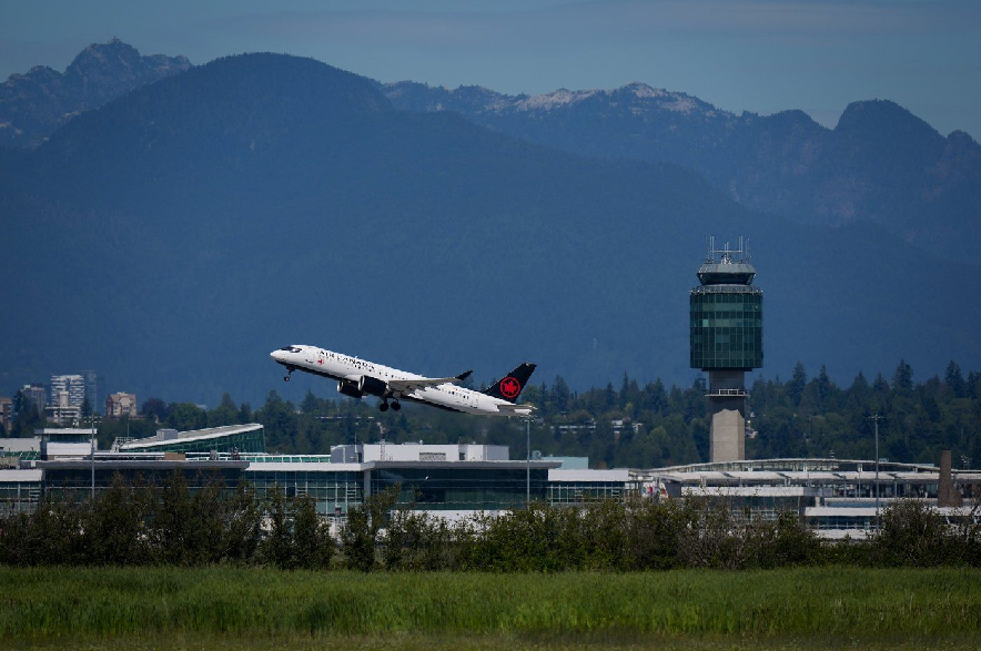 An Air Canada Airbus A220-300 aircraft takes off from Vancouver International Airport, in Richmond, B.C., on Friday, July 31, 2026.